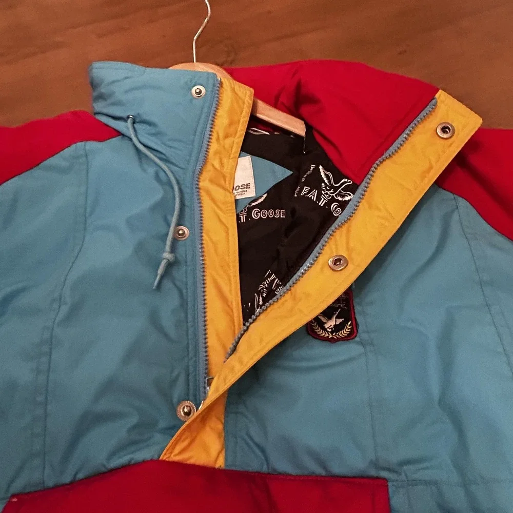 Vintage Triple FAT Goose Jacket Mens Small Down Pullover 80s Retro Ski